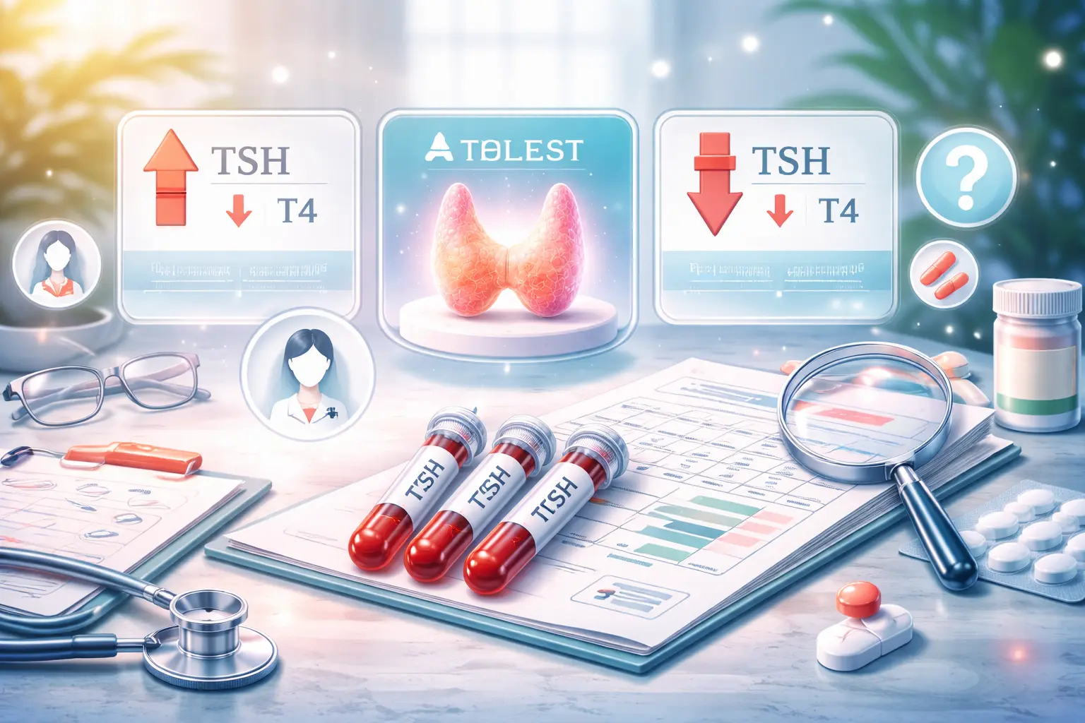 interpréter les résultats d’un bilan thyroïdien (TSH, T3, T4)