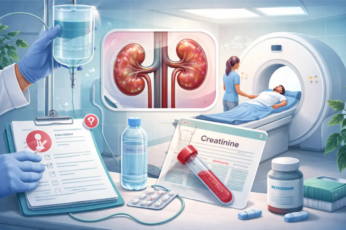 précautions prendre avant un scanner avec injection si la fonction rénale est altérée