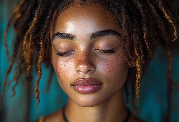 Une personne pratique le qi gong des yeux