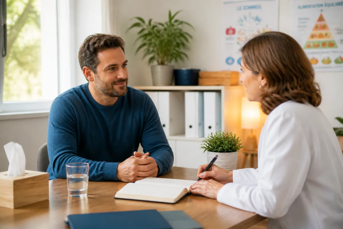 Prévenir l’épuisement professionnel grâce à un échange bienveillant avec un professionnel de santé en cabinet rassurant
